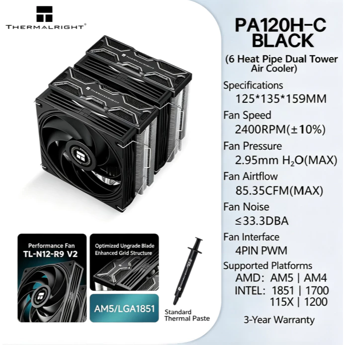 Thermalright PA120H‑C BLACK Du - Thermal Paste Cpu ulasan dan harga